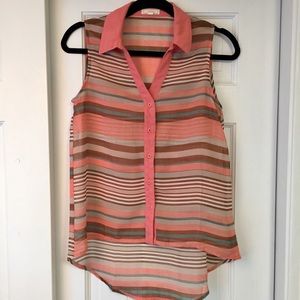 Pearl Stripe Collared Tank - Size Small